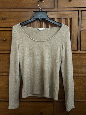 Vince Cream Scoop Neck Knit Top Size Medium